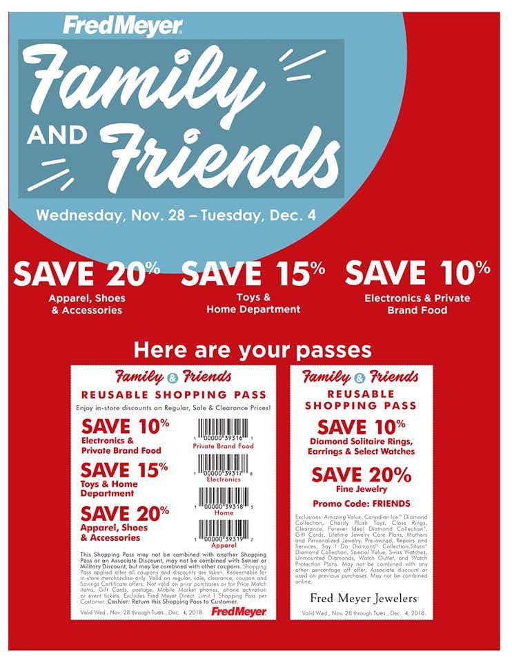 Get a Fred Meyer Friends and Family Pass in August and November to save 10-20% on everything—including clearance!