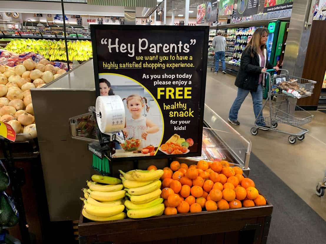 Get free fruit when you shop with your kids at Kroger.
