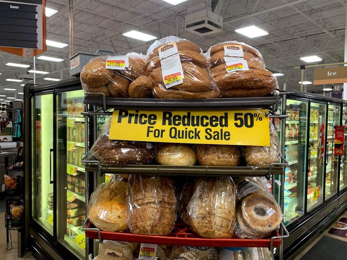 Save 50% on day-old bread, cakes and other bakery items at Kroger.