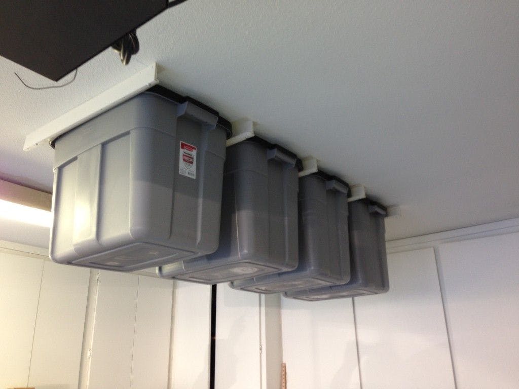 storage containers on ceiling