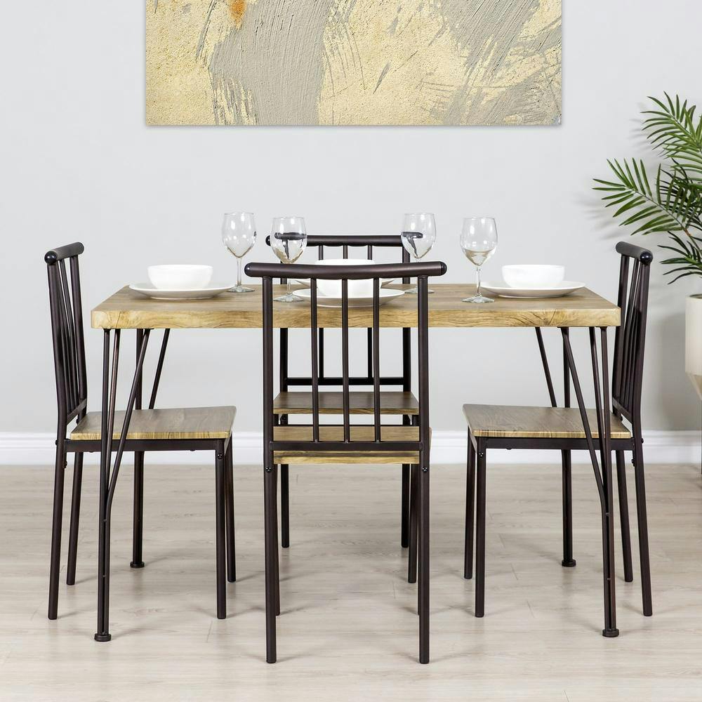 5-Piece Modern Metal & Wood Dining Table Set, $140 Shipped! - The Krazy