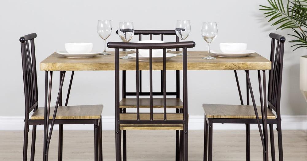 5-Piece Modern Metal & Wood Dining Table Set, $140 Shipped! - The Krazy