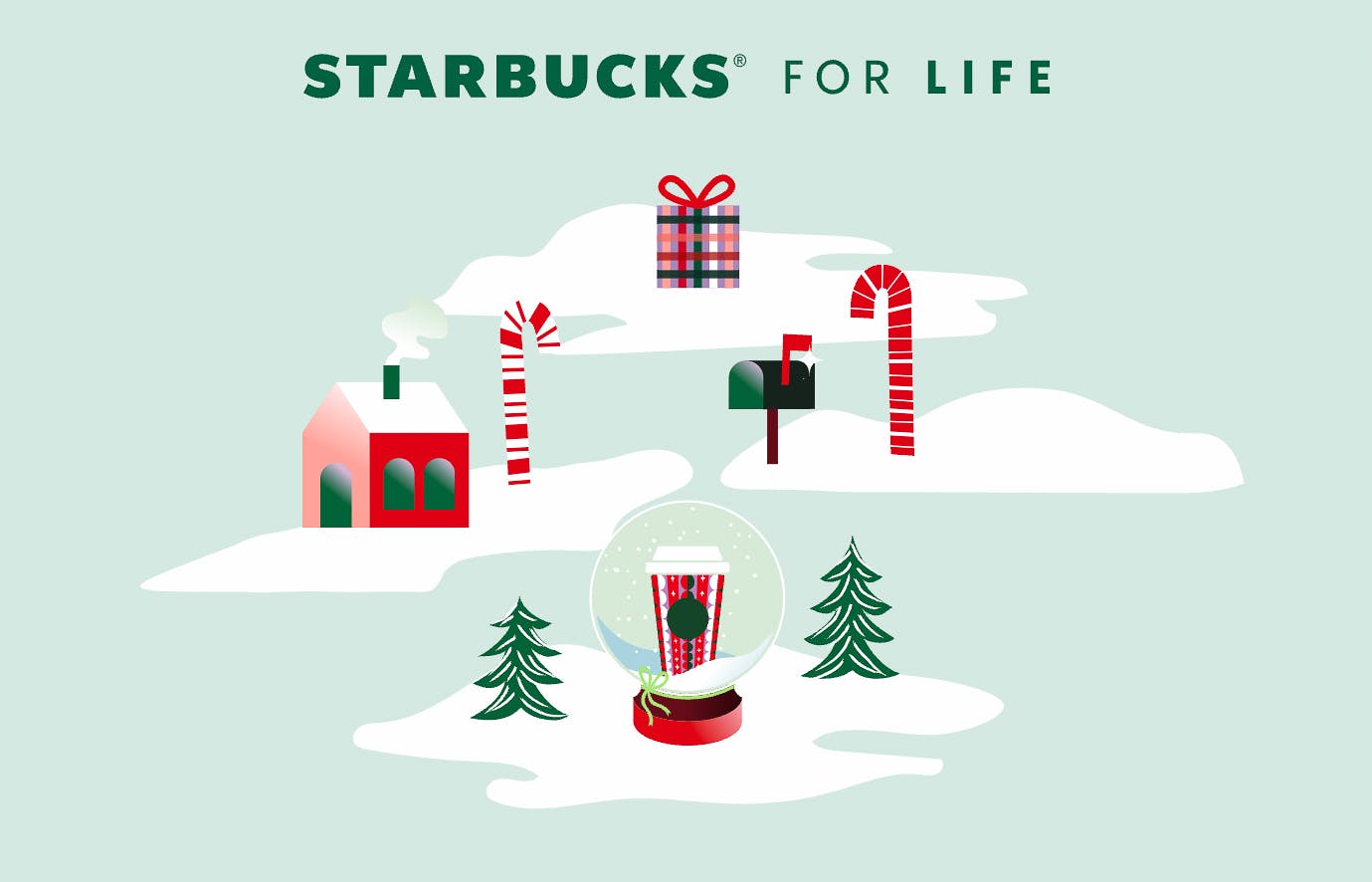 The Starbucks for Life online game graphic for the 2021 holiday season