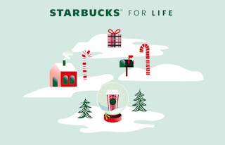 The Starbucks for Life online game graphic for the 2021 holiday season