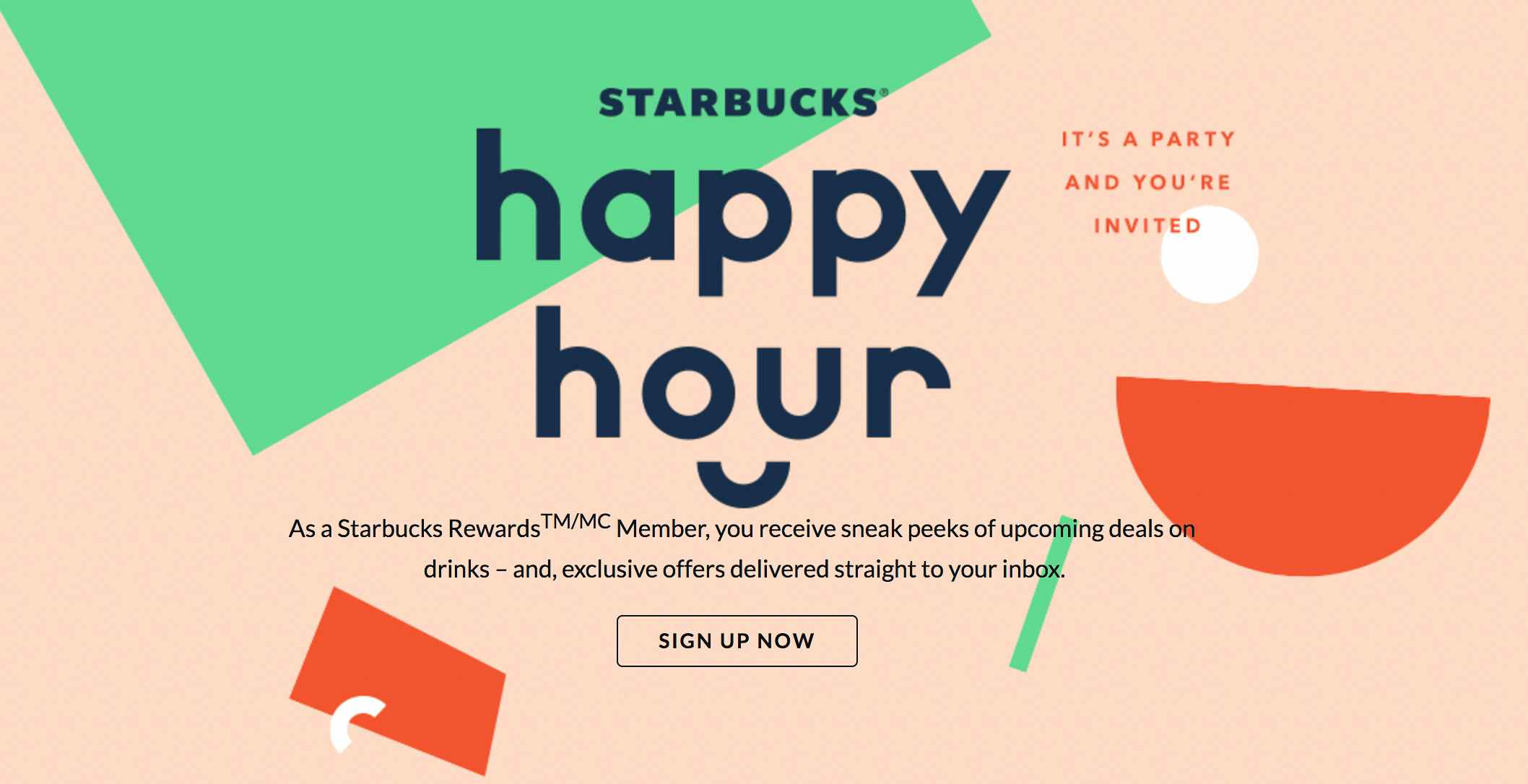 A graphic advertising Starbucks Happy Hour.
