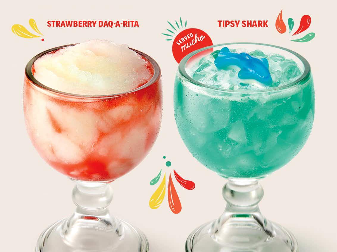 applebees tipsy shark and strawberry daq-a-rita cocktails