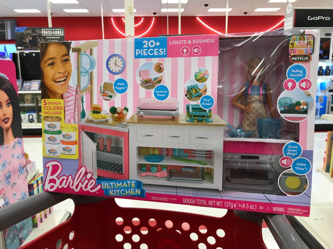 barbie ultimate kitchen playset with doll and accessories