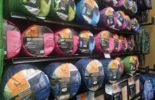 Sleeping bags on shelves for sale