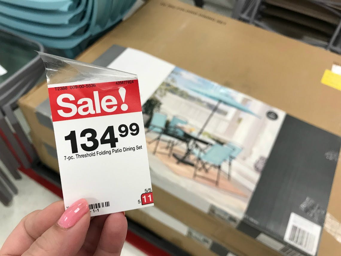 threshold 7 piece folding patio set