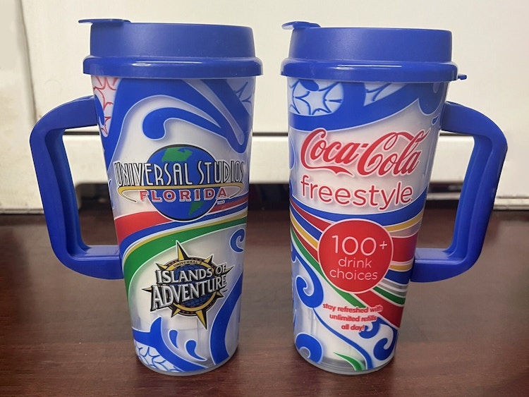 Two refillable souvenir cups from Universal Orlando