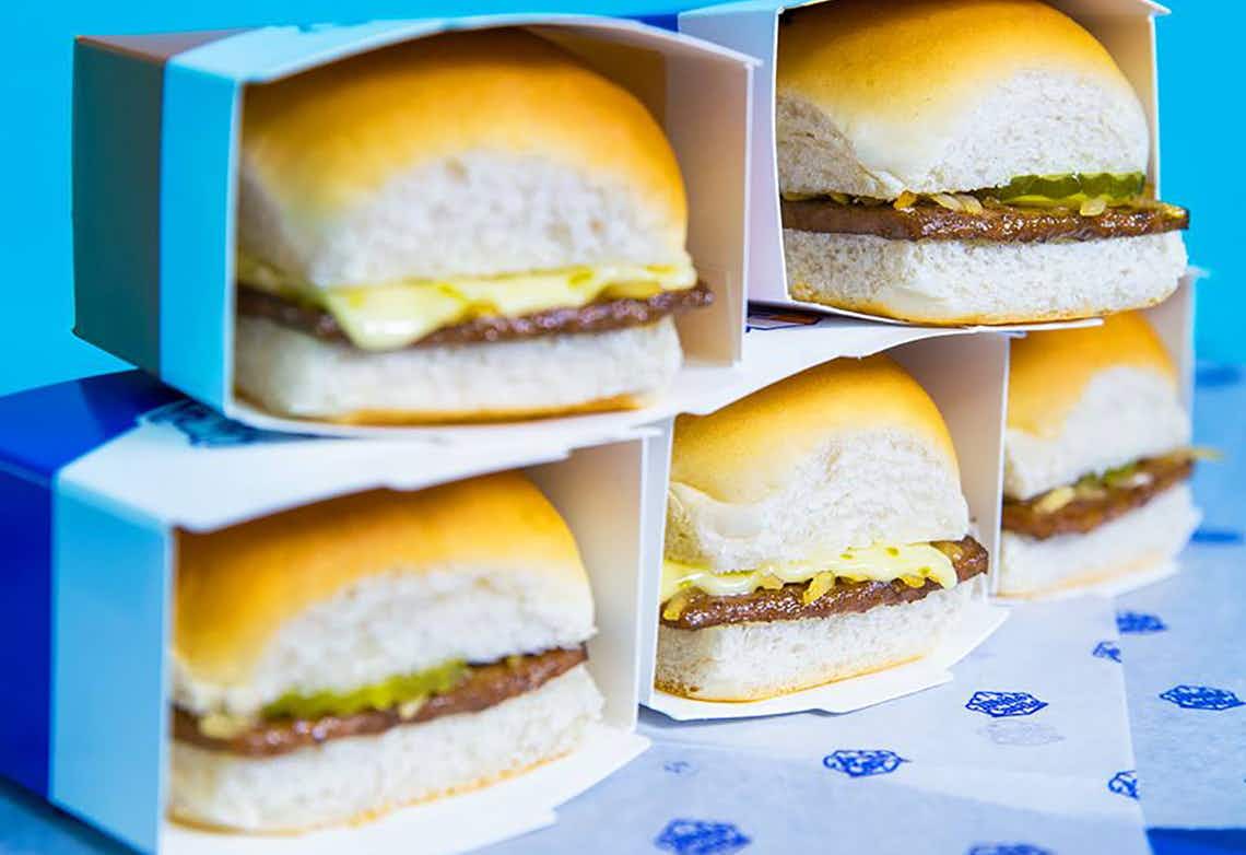 white castle burgers stacked