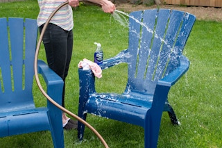 Remove grime from outdoor furniture with Dawn dish soap.