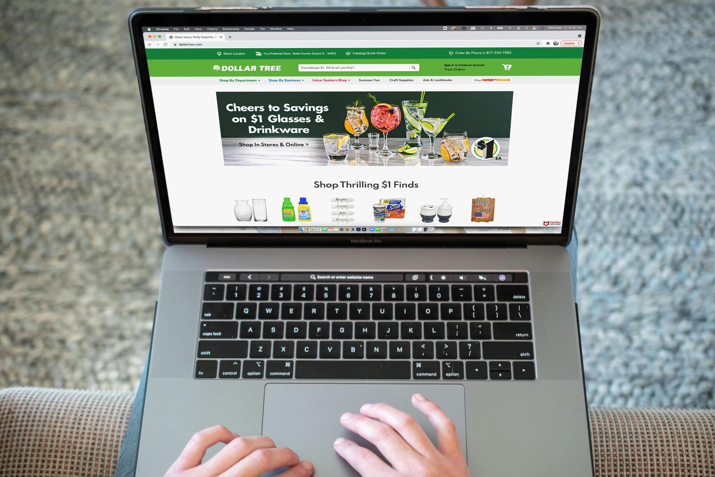 Dollartree.com on a laptop computer