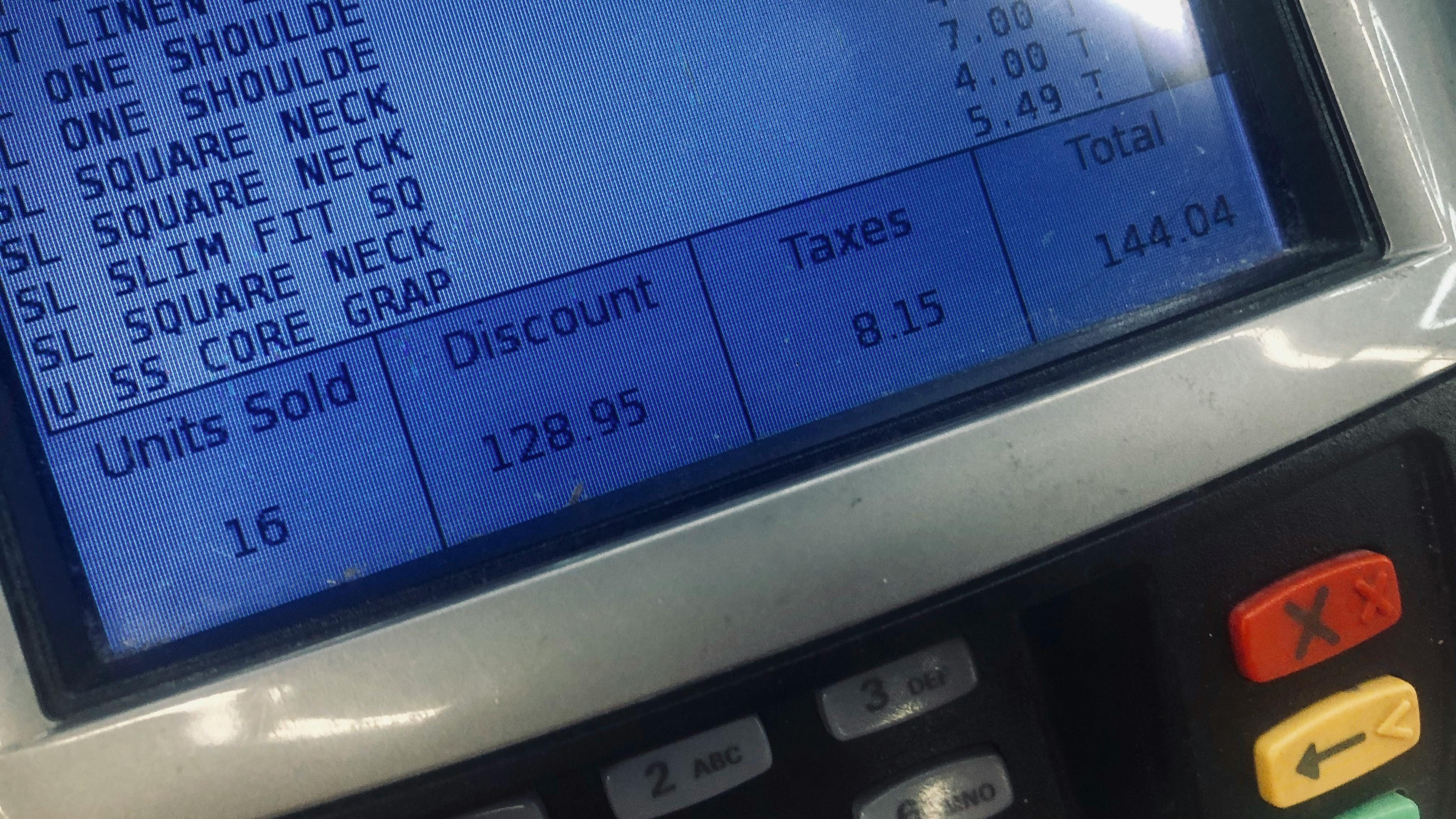 close up of old navy register showing the price at checkout