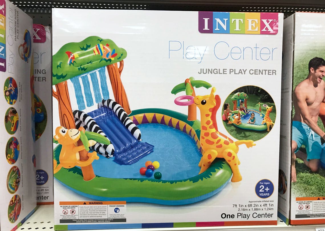 intex jungle play center inflatable pool with sprayer