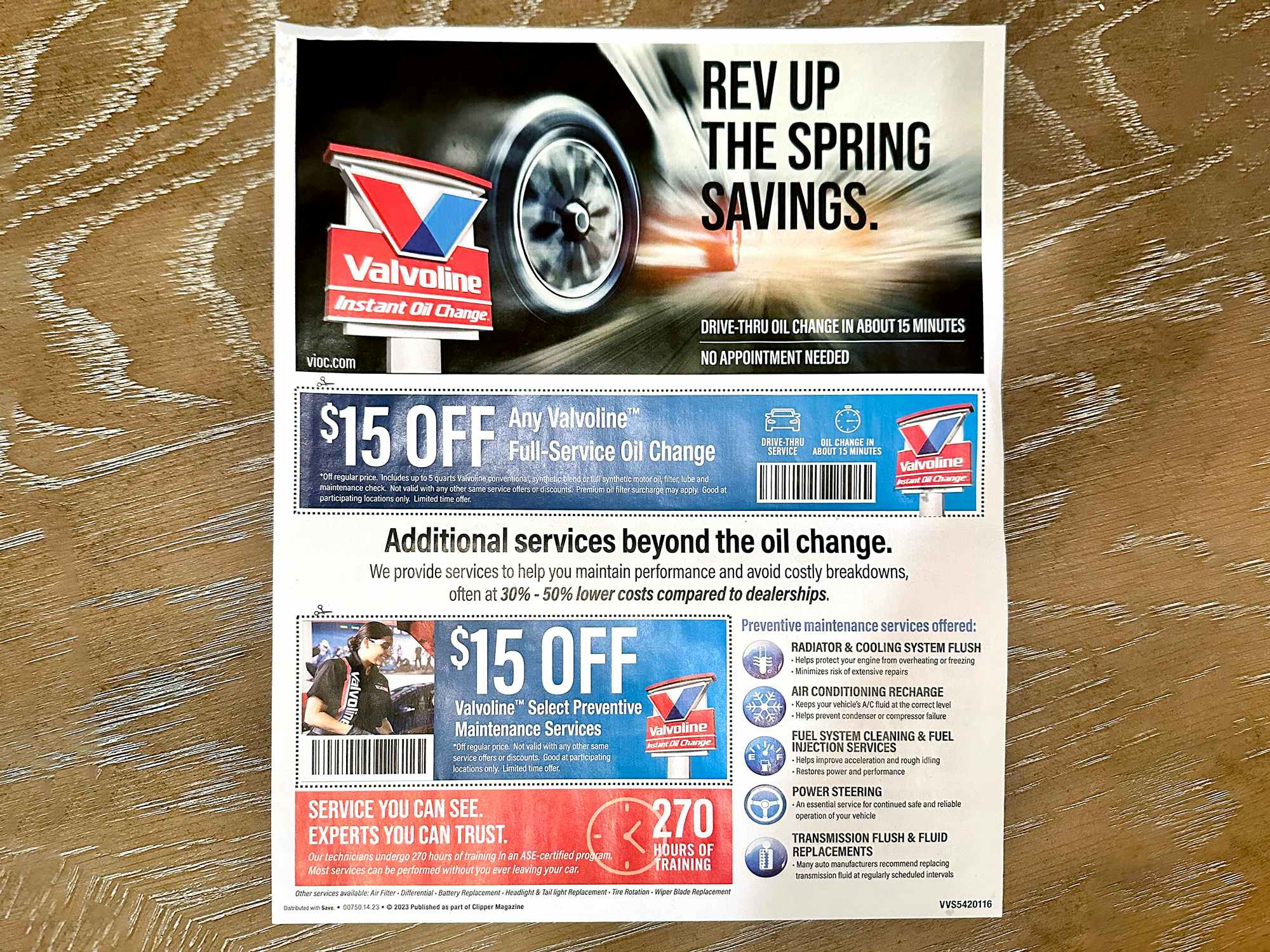 an oil change coupon 