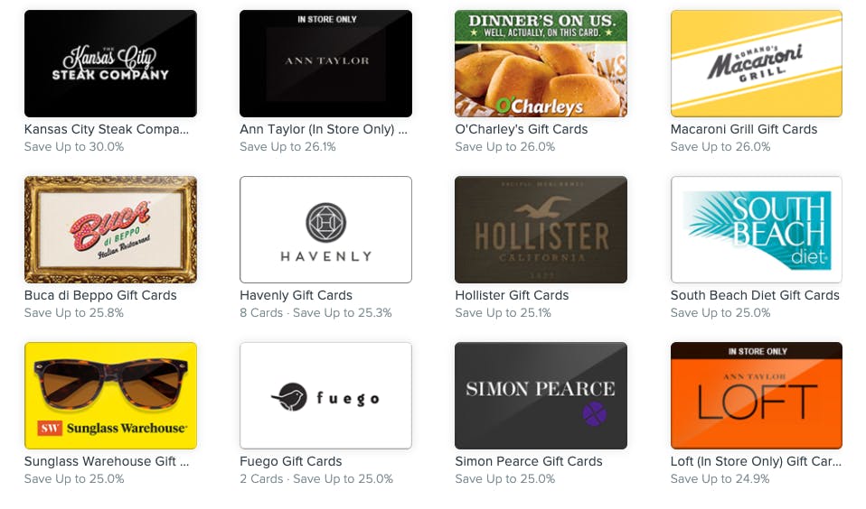 The biggest discounts are for restaurants and clothing retailers.