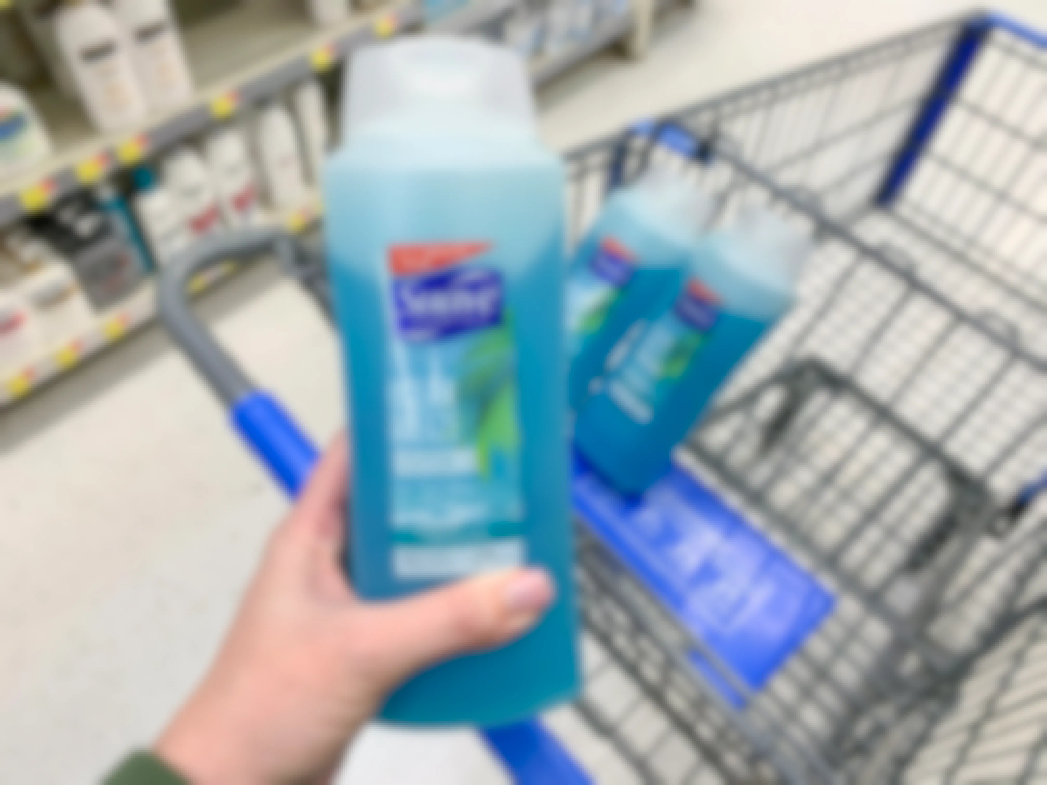 Three bottles of Suave body wash at Costco