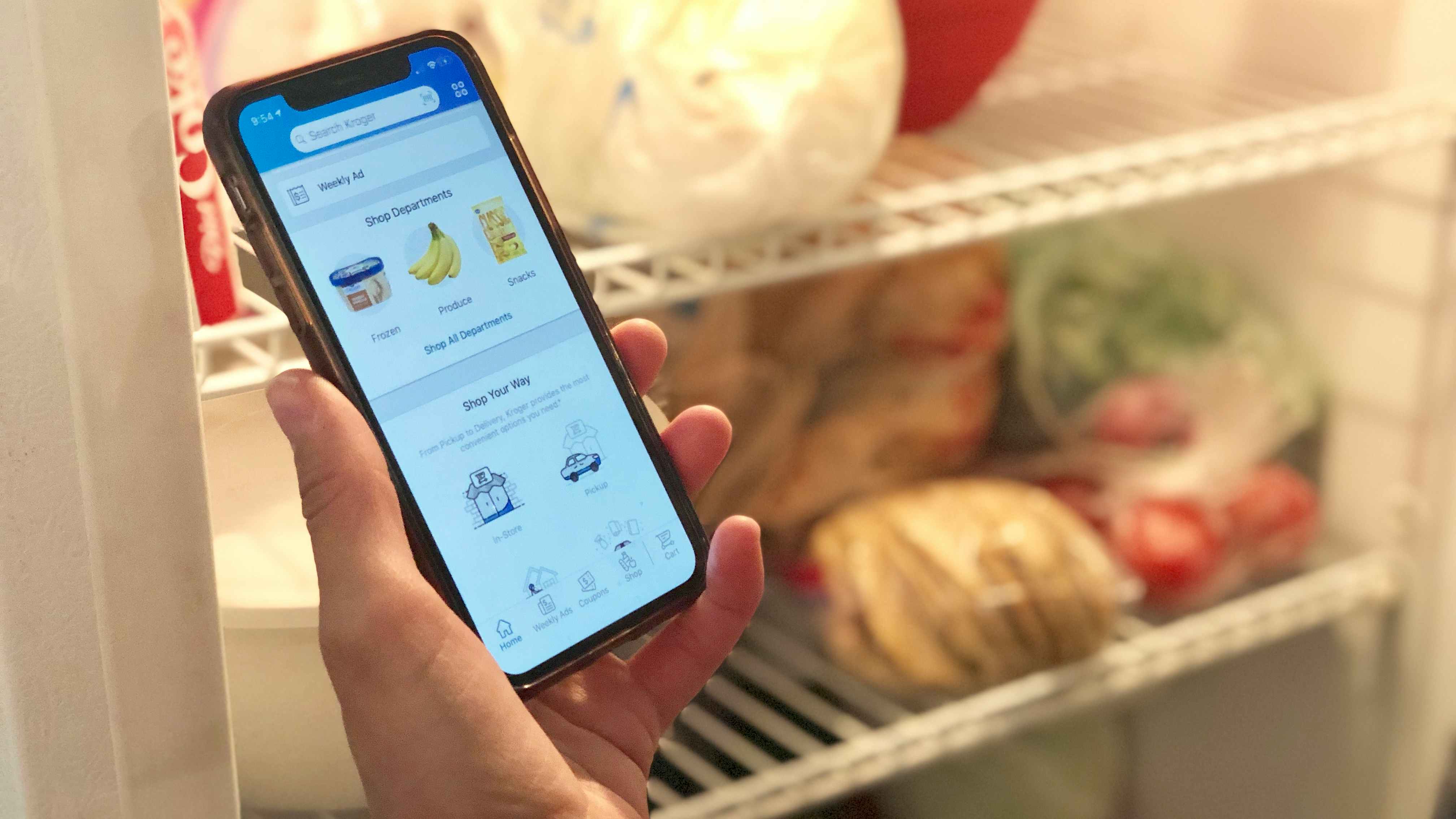 You can make an online order through the Kroger app and get your items delivered.