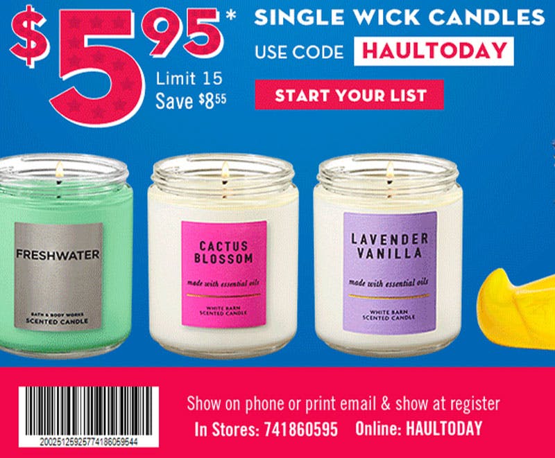 Today Only Single Wick Candles 6 At Bath Body Works The Krazy Coupon Lady
