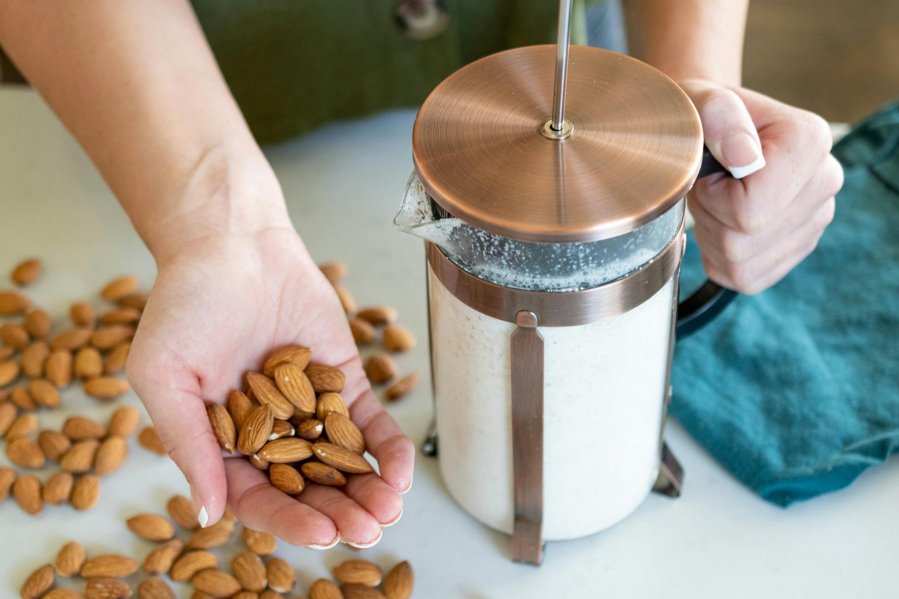 Make French press almond milk in a flash.