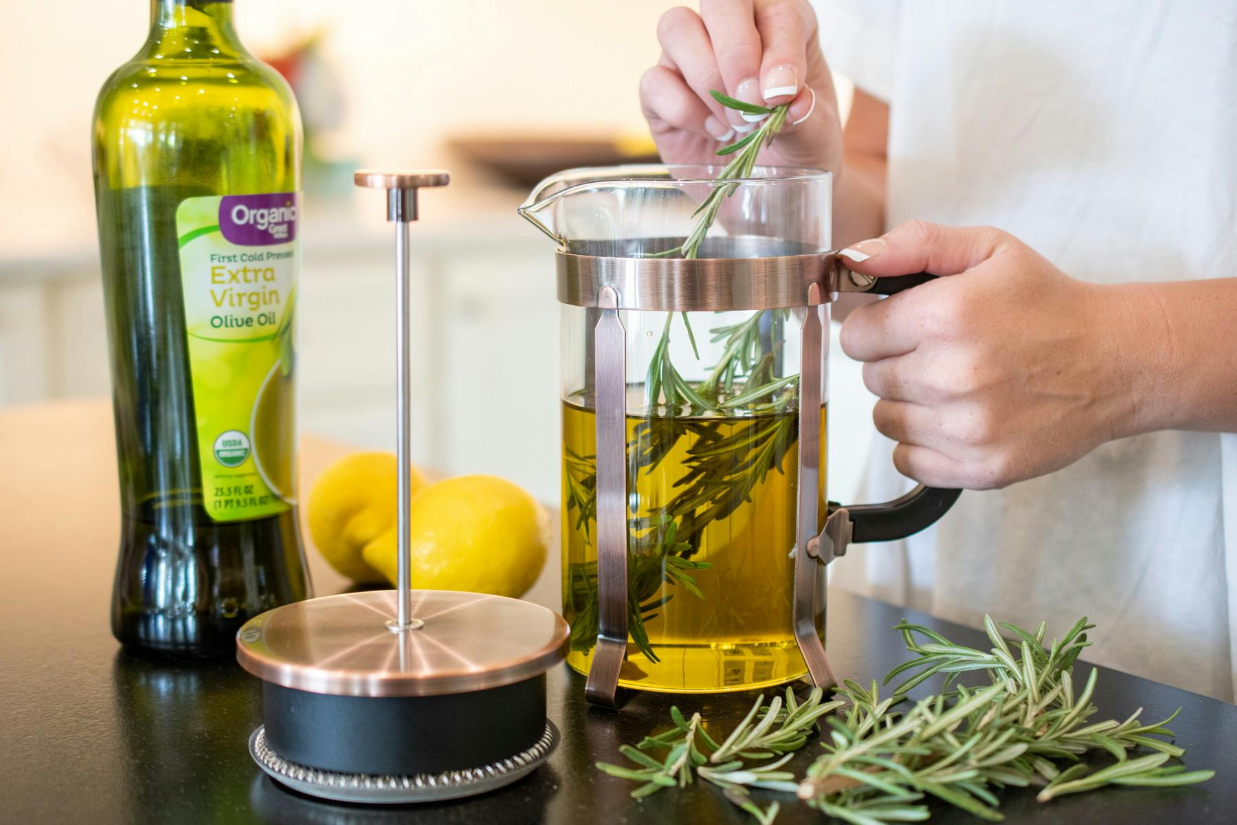 Use your French press to infuse oils.