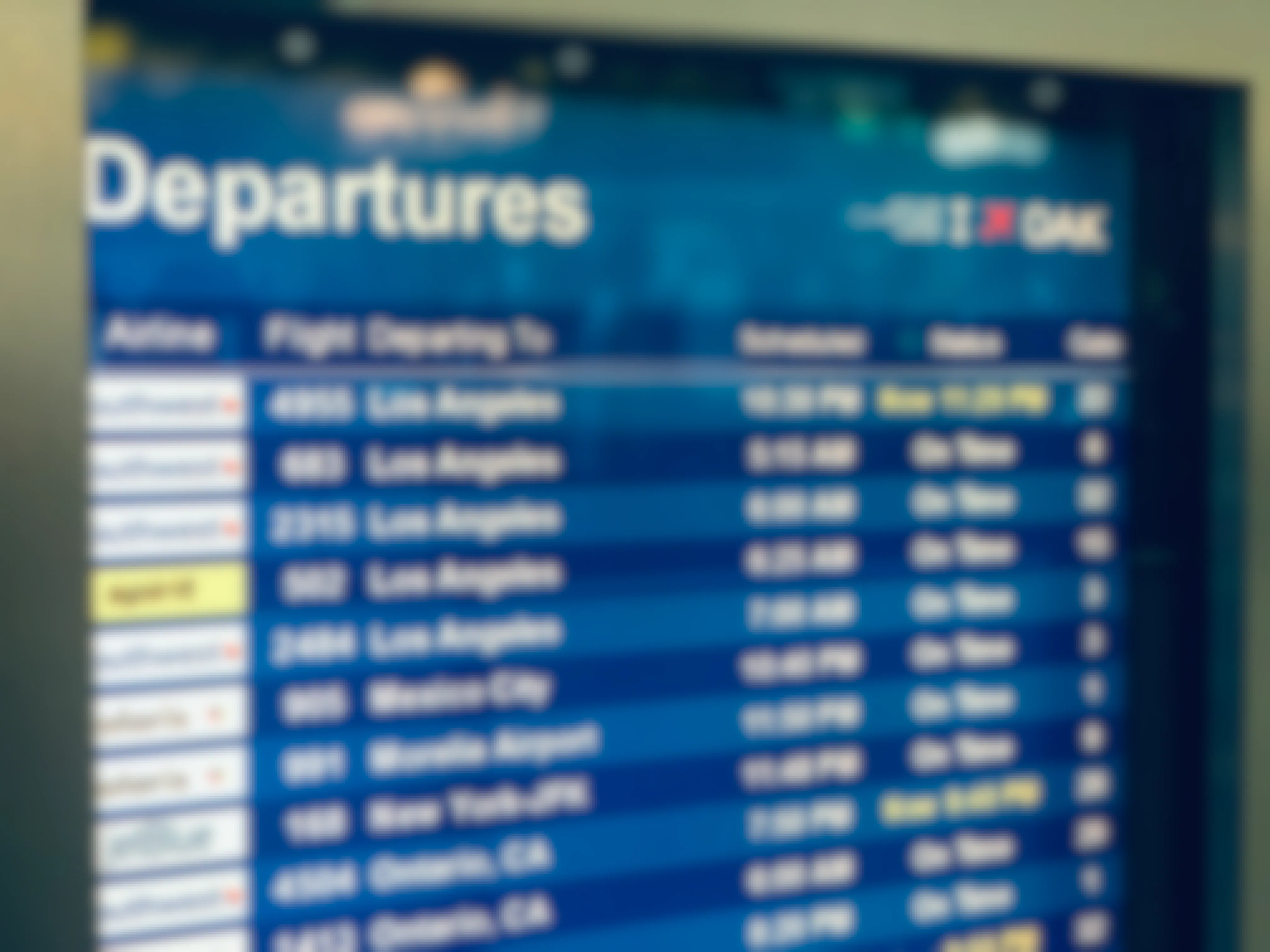 airline departure list