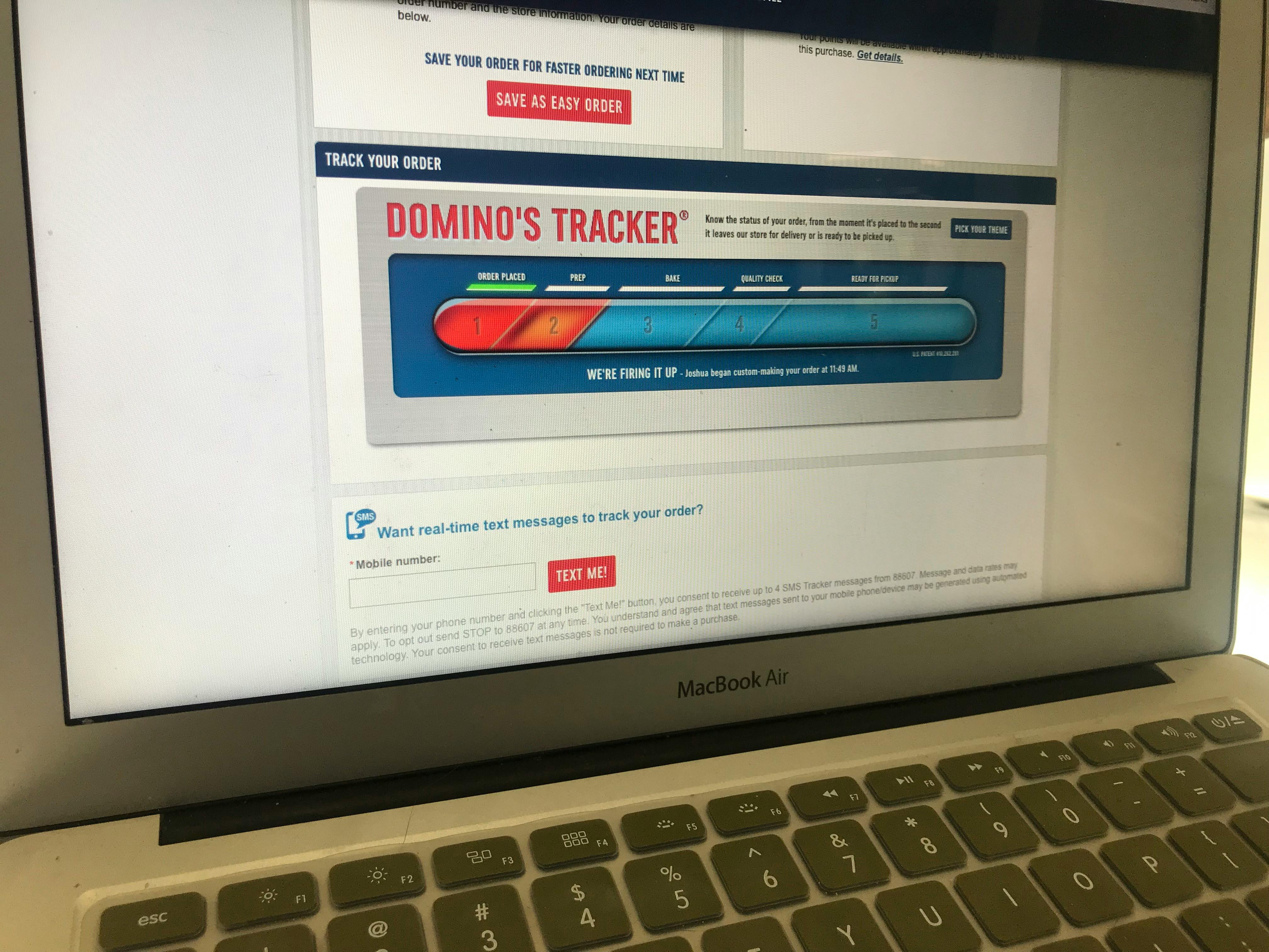 Dominos pizza tracker