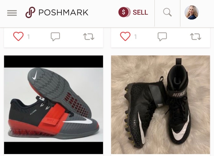 screenshot of poshmark page with cheap nike gear