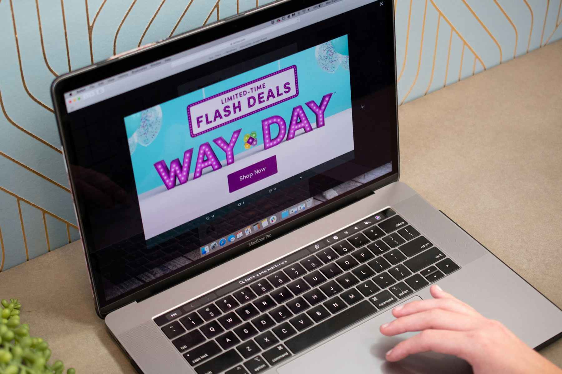 person on laptop browsing wayfair way day limited-time flash deals
