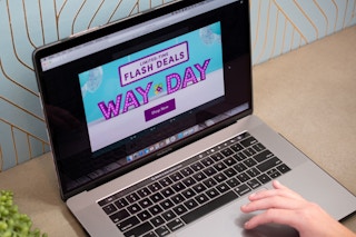 person on laptop browsing wayfair way day limited-time flash deals