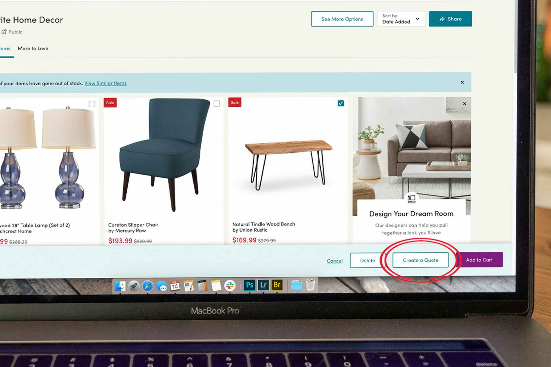 Lock in a price with Wayfair professional.