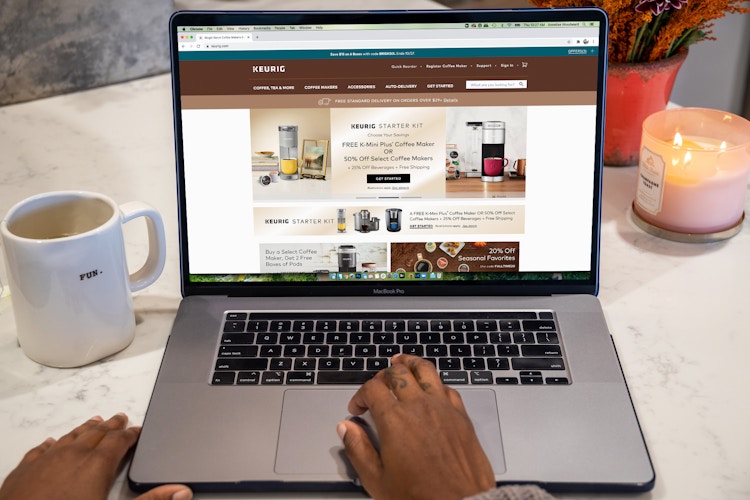 Keurig.com on a computer screen.