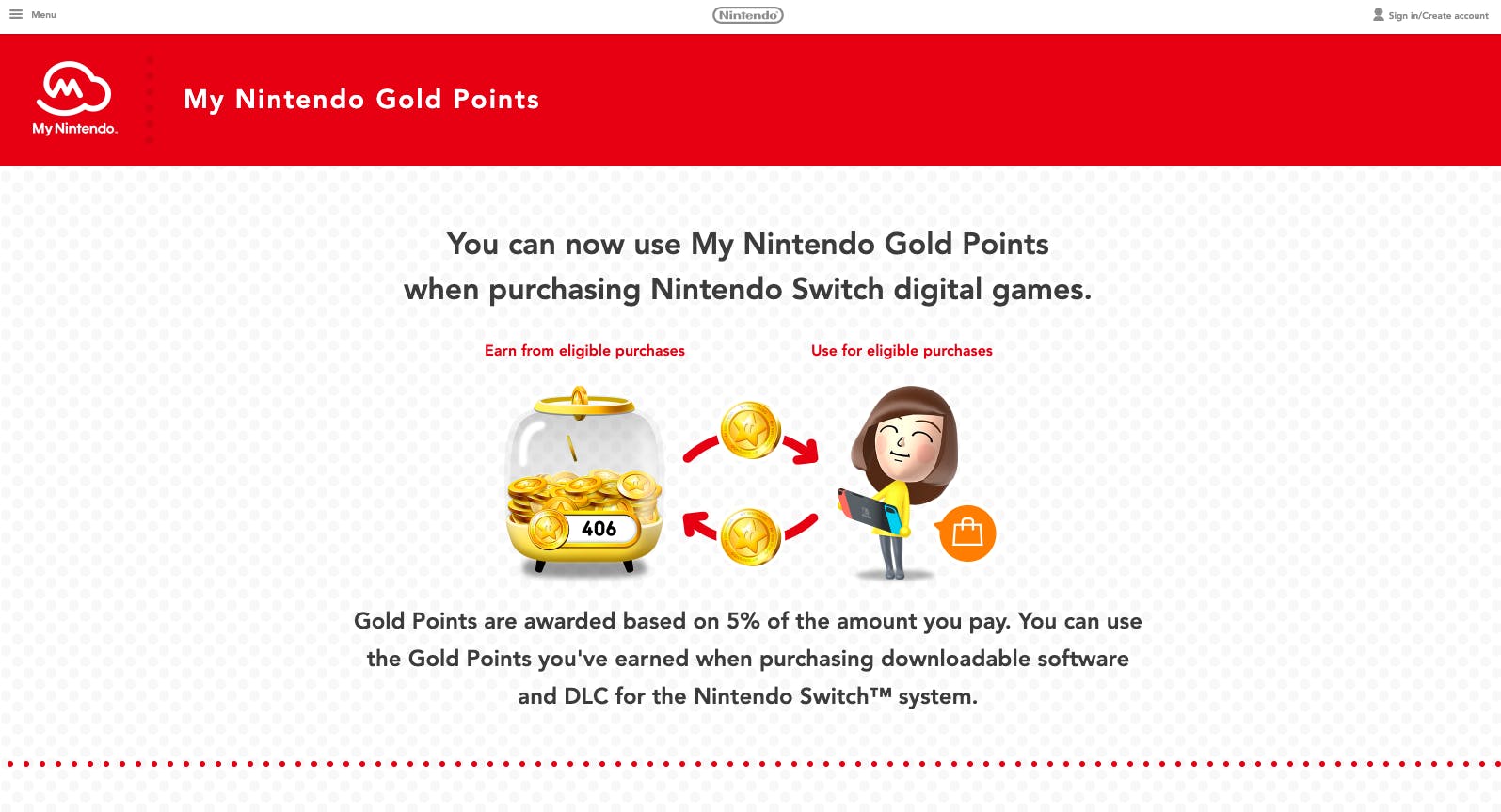 nintendo gold rewards program homescreen