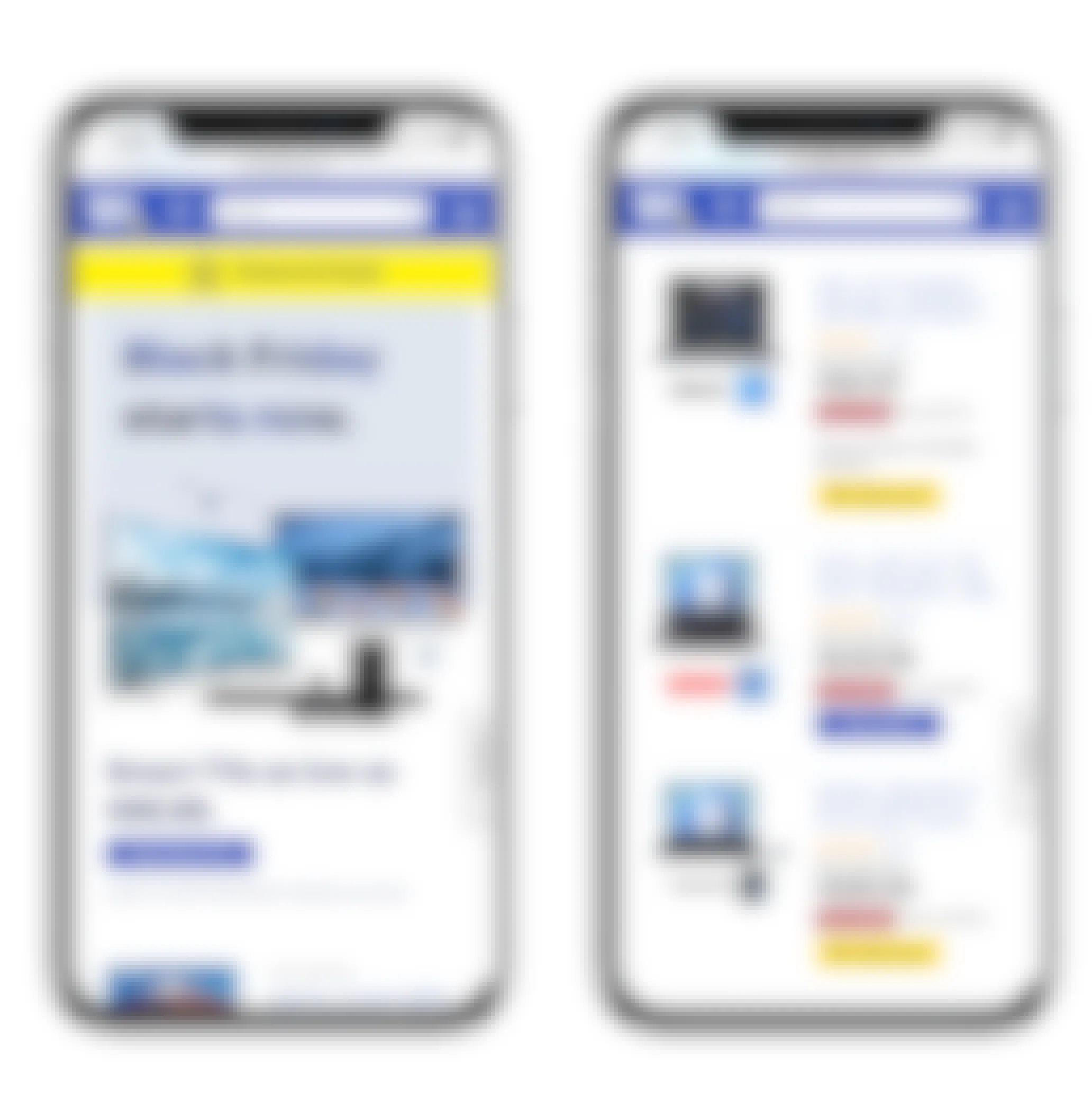 A graphic of two iphones showing the Best Buy Black Friday deals page, and products on sale.