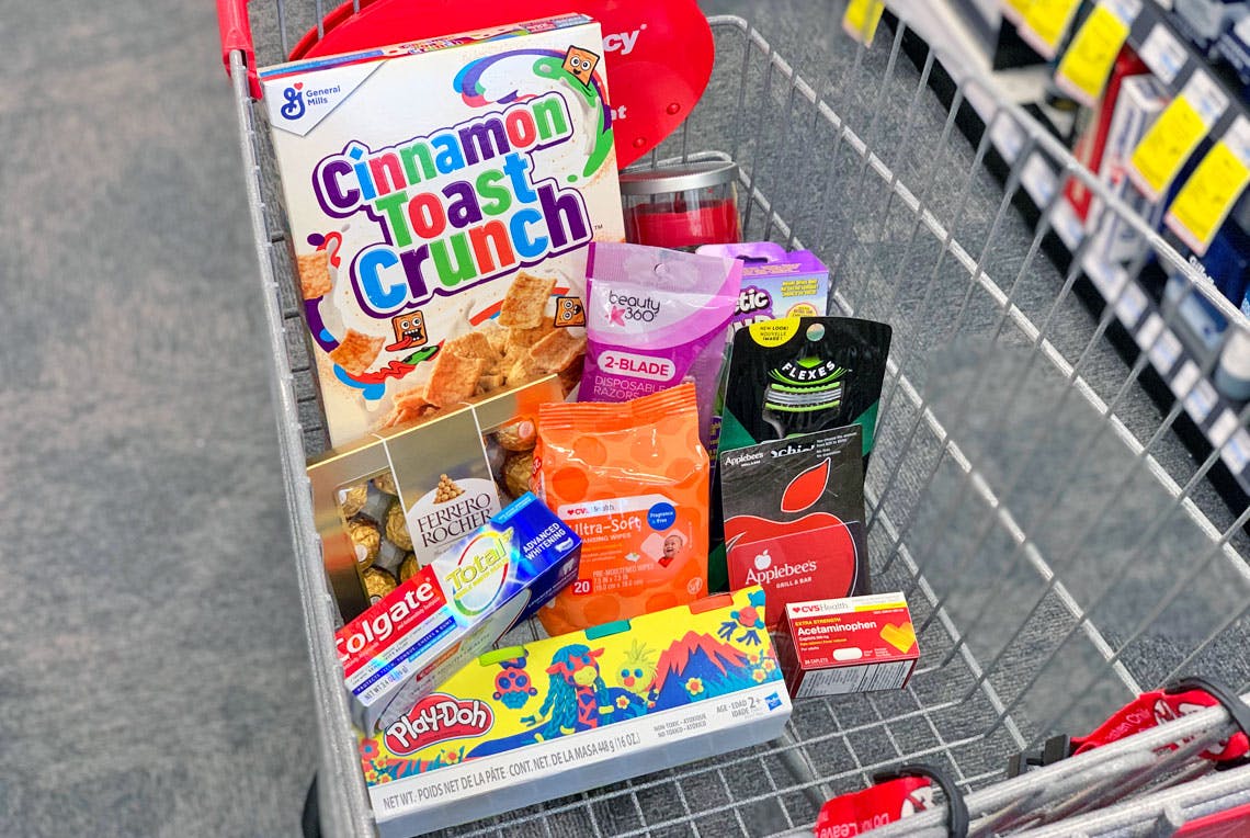 cereal and other products in cvs shopping cart