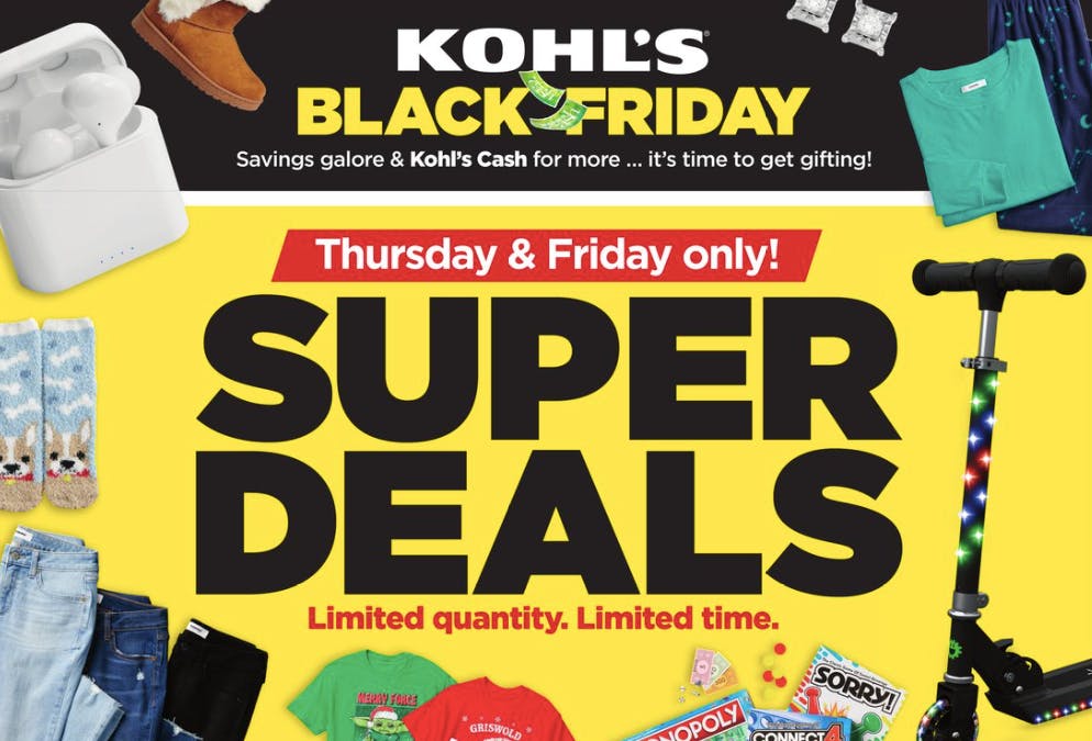 A screenshot of a Kohl's Black Friday ad for Super Deals from 2021.