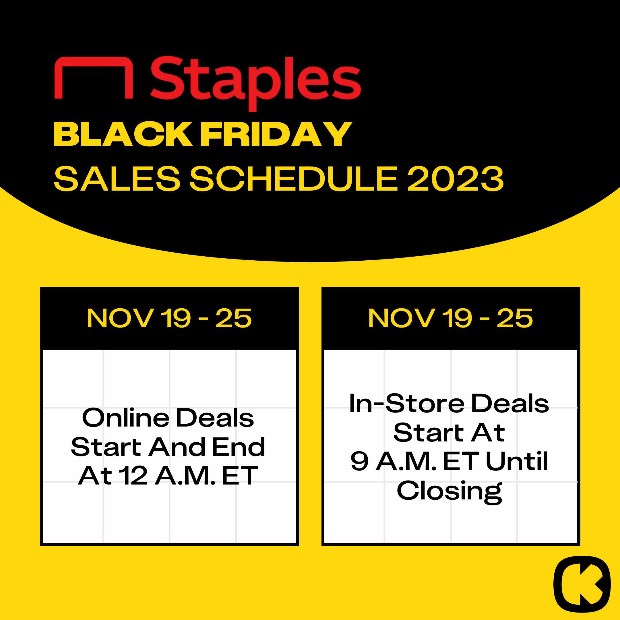 staples black friday schedule graphic
