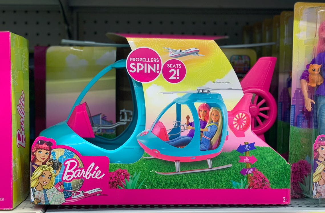 barbie helicopter and car set