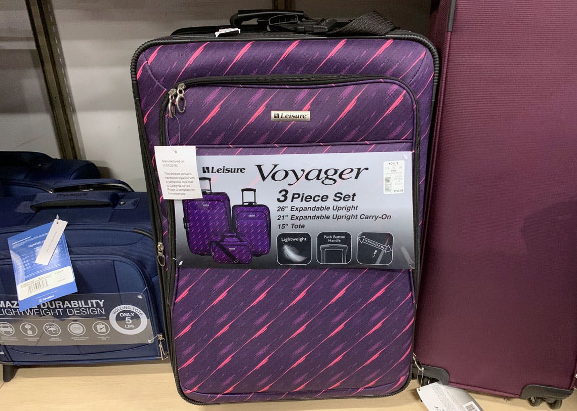 leisure voyager 3 piece luggage set