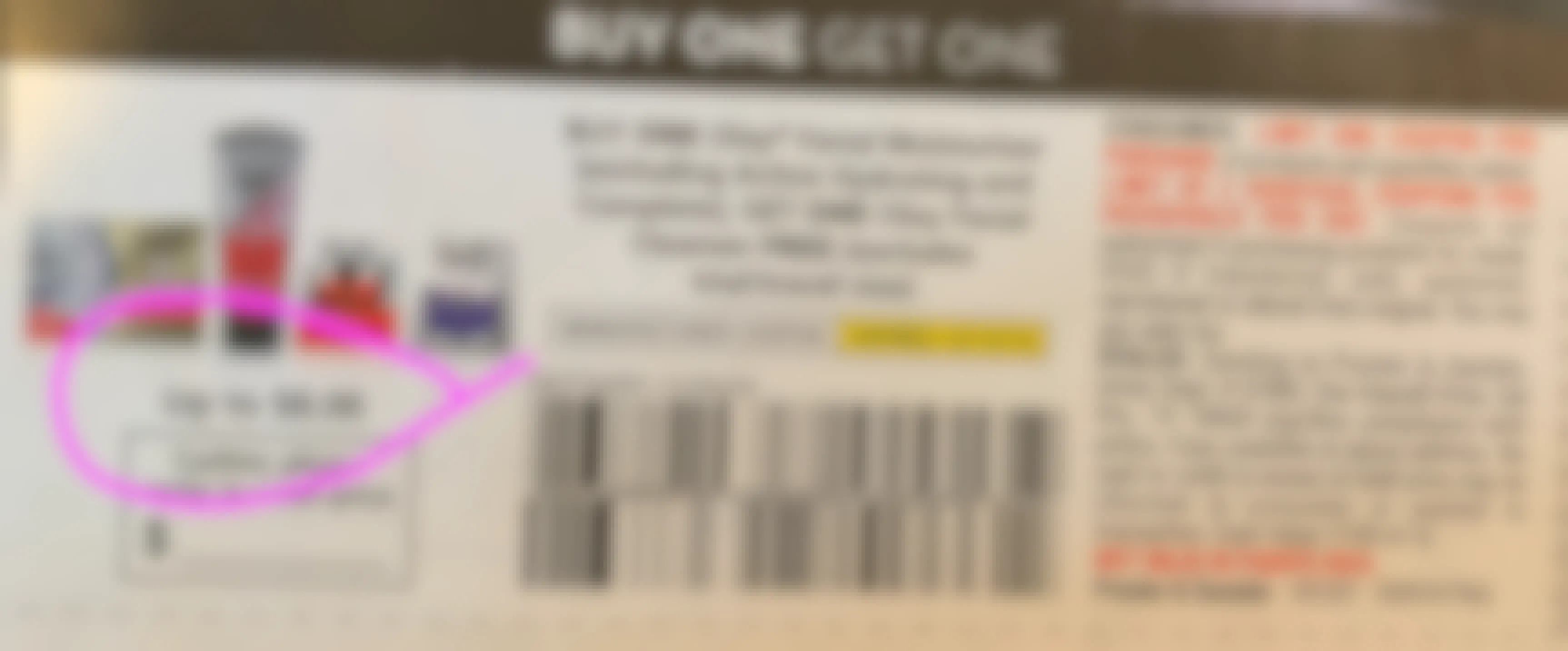 A manufacturer coupon from Olay for a buy one get one deal for up to $8.00