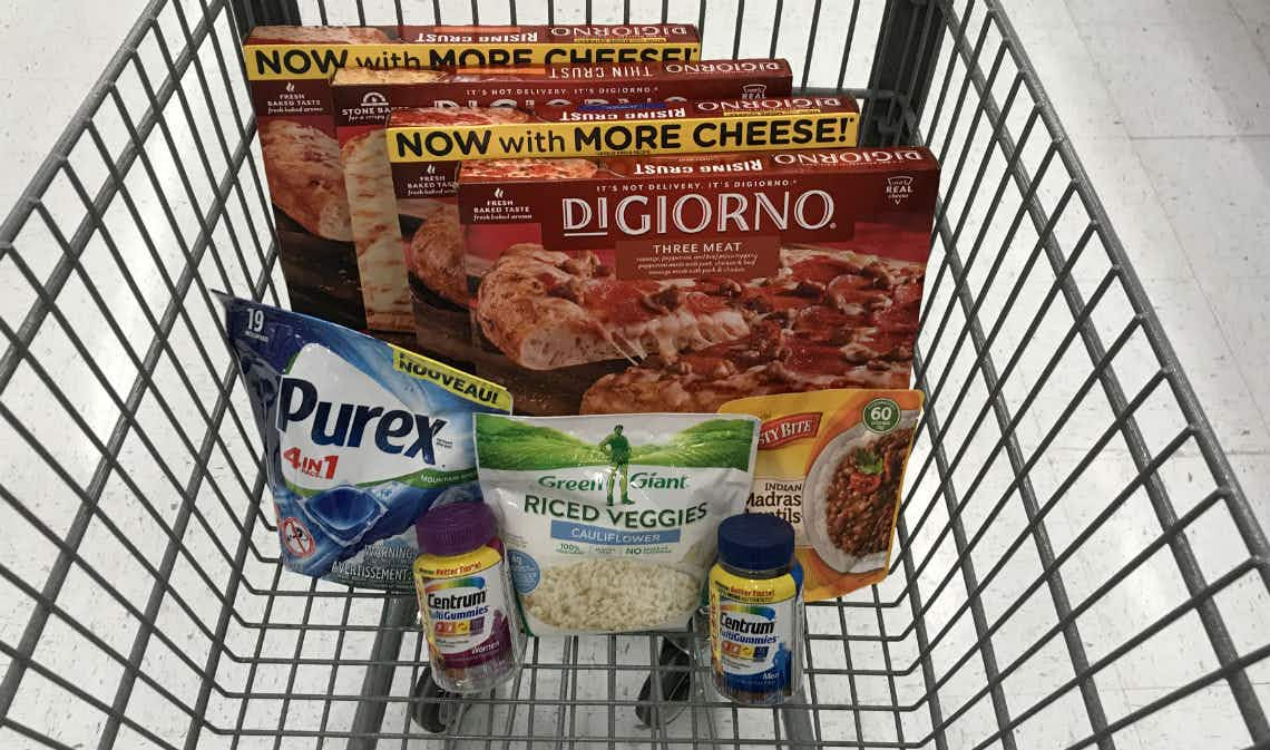 Frozen foods in a shopping cart at ShopRite