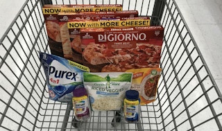 Frozen foods in a shopping cart at ShopRite