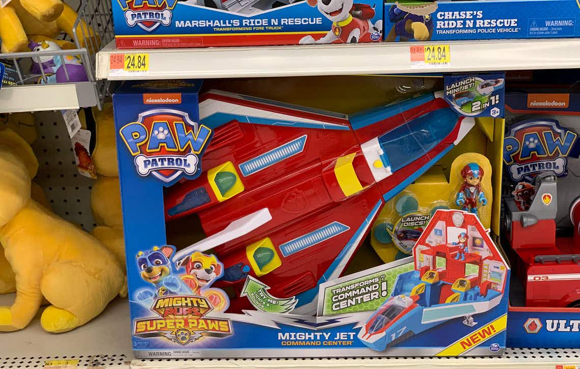 paw patrol transforming might paws jet command center on walmart shelf