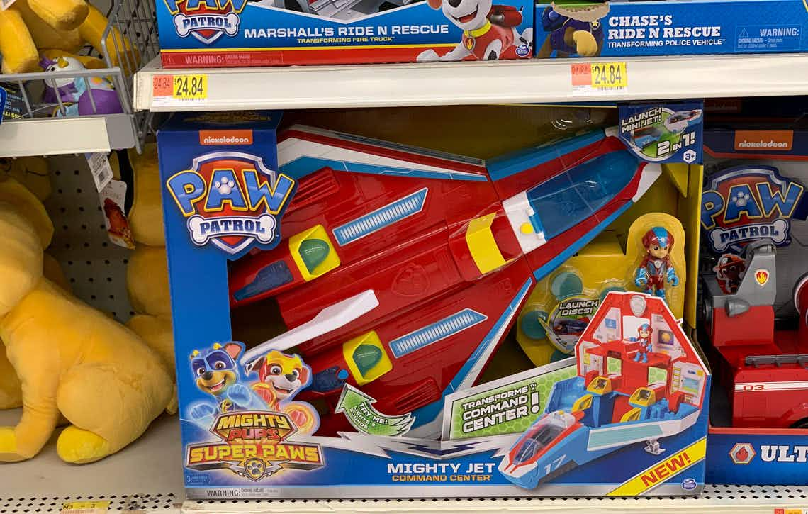 paw patrol transforming might paws jet command center on walmart shelf