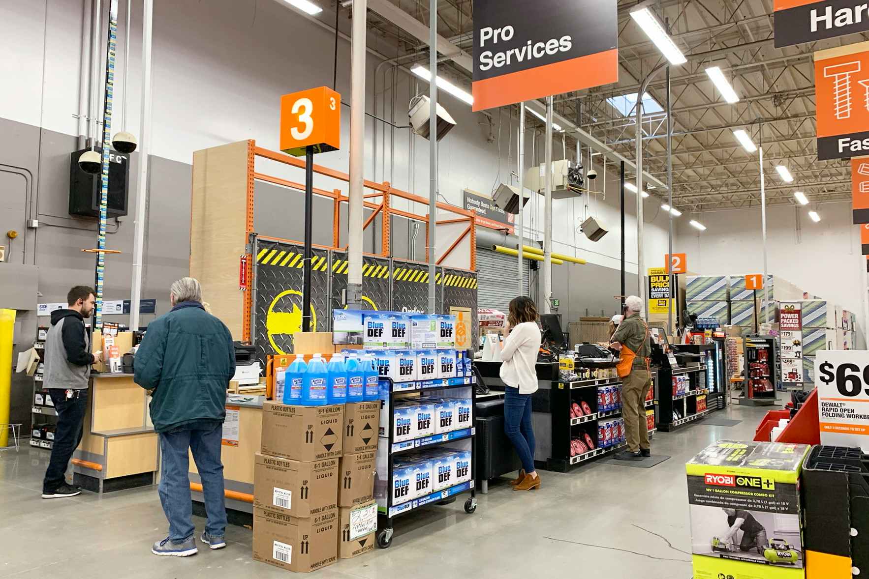 The Pro Service desk in the home depot.