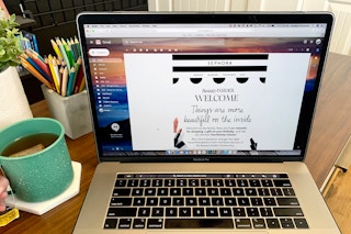 A computer screen showing Sephora's newsletter on its screen.