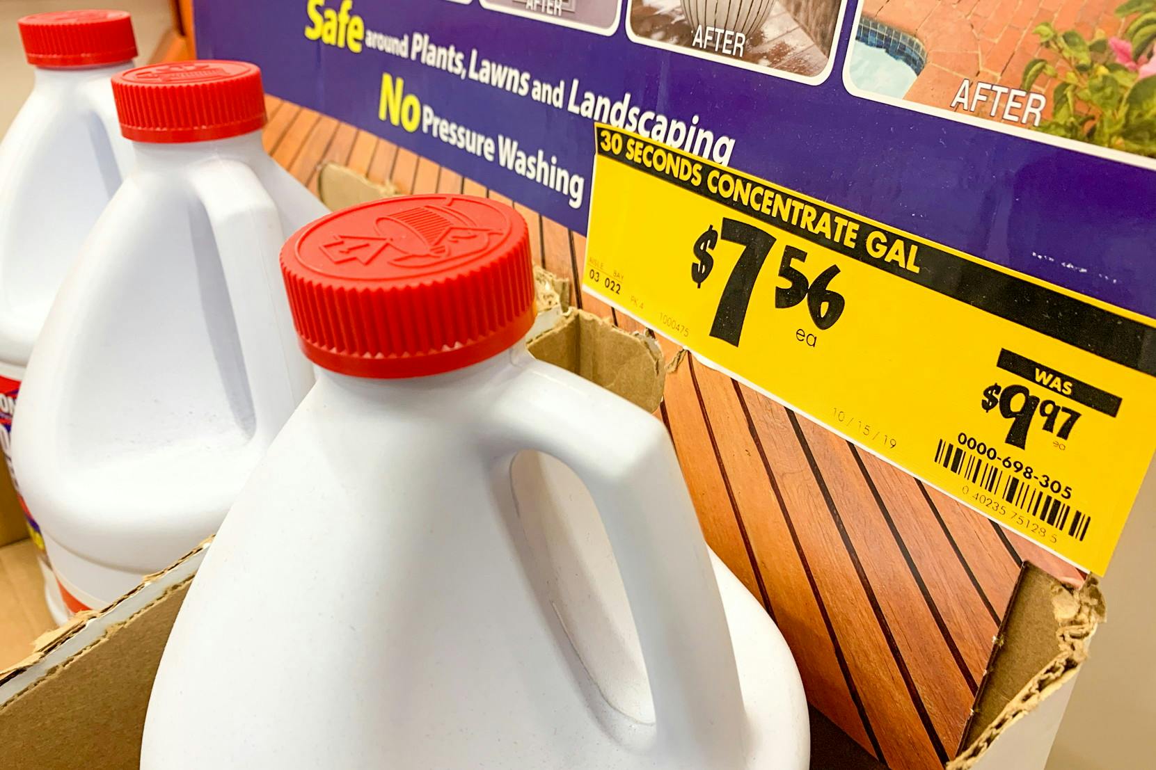$7.56 price sign next to bottles