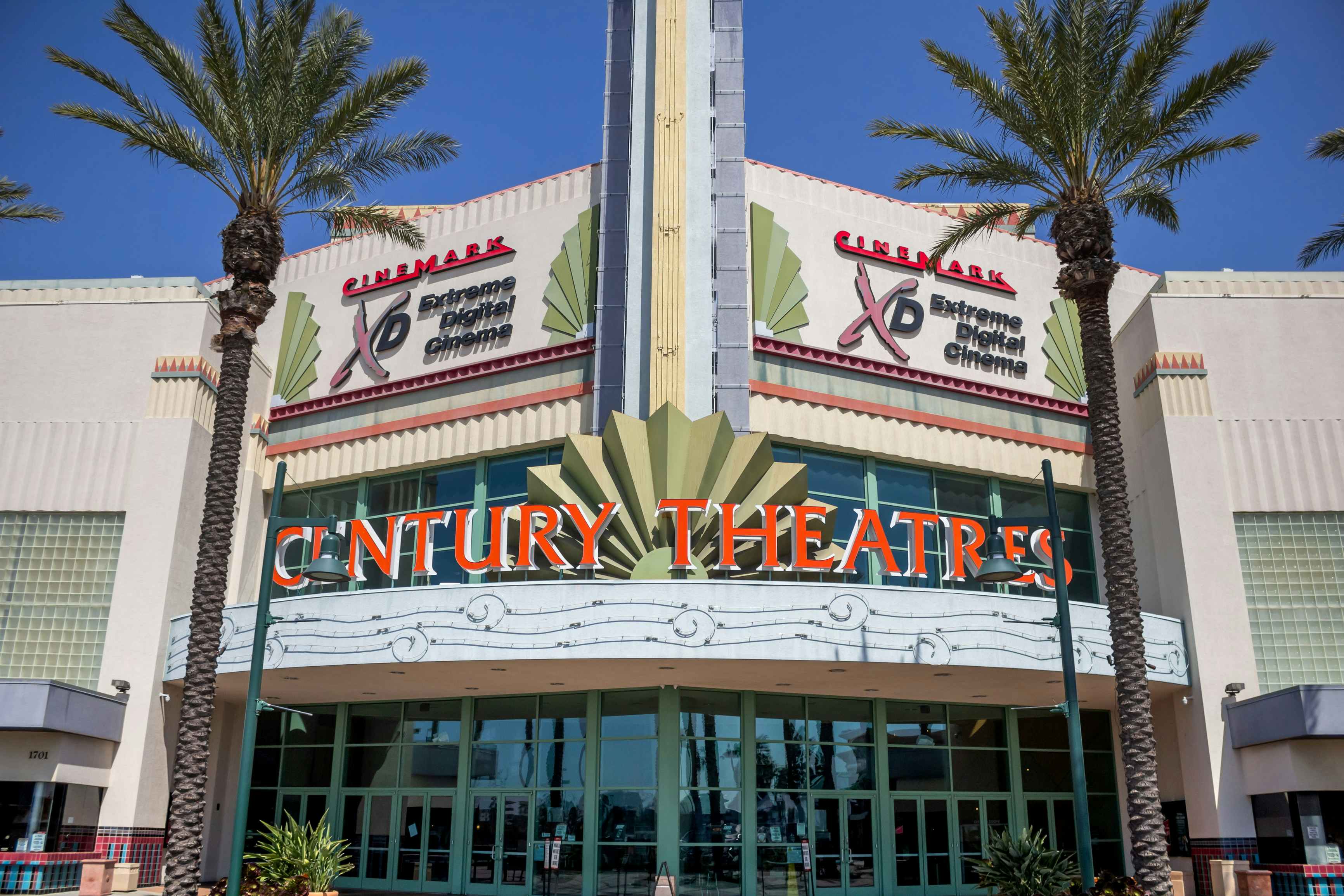 View of the Cinemark theater entrance 