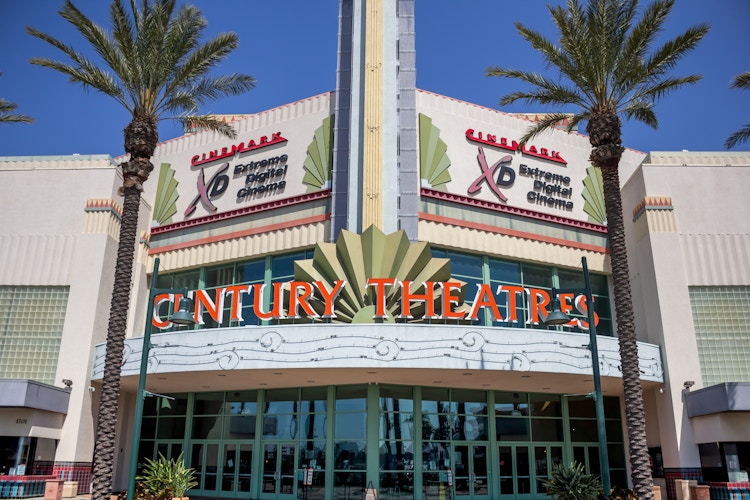 View of the Cinemark theater entrance 